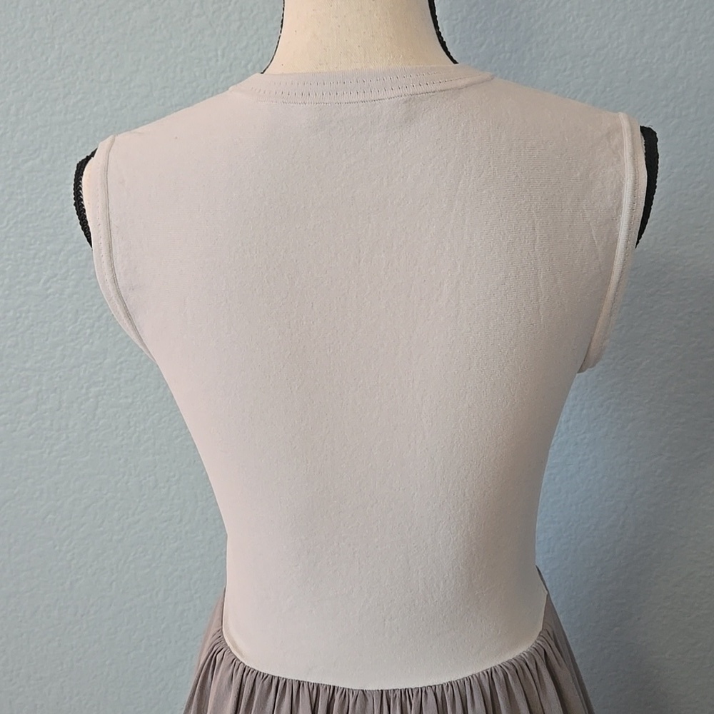 REBECCA TAYLOR Silk Pleated W/ Viscose Blend Top V Neck Midi Dress Gray Sz Small - Picture 10 of 13